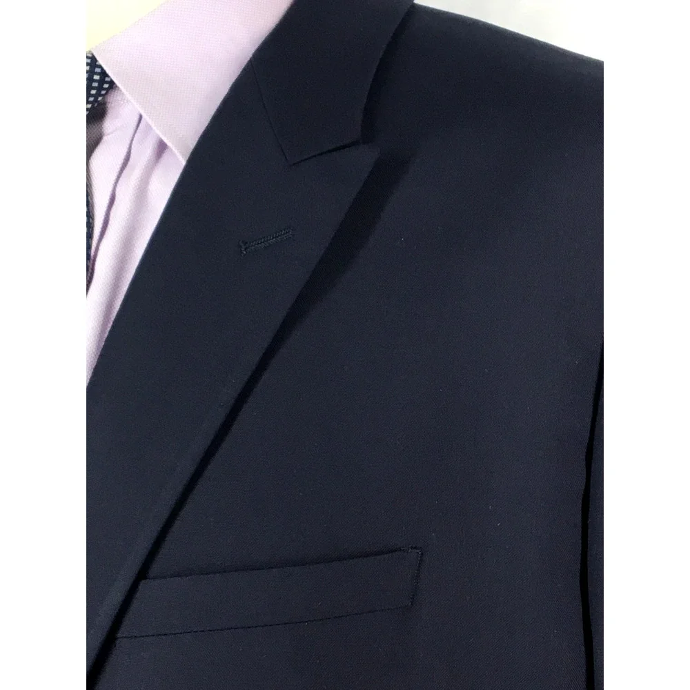 50R Dior Mens Canvassed 2 Button 100% Wool Blazer Jacket Dark Navy EUR 60R